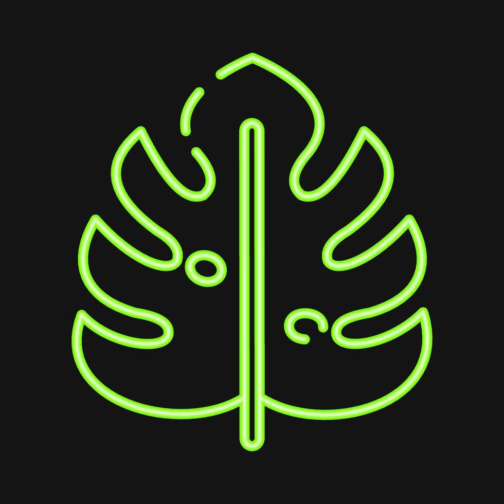Icon monstera. Plant leaves elements. Icon in neon style. vector