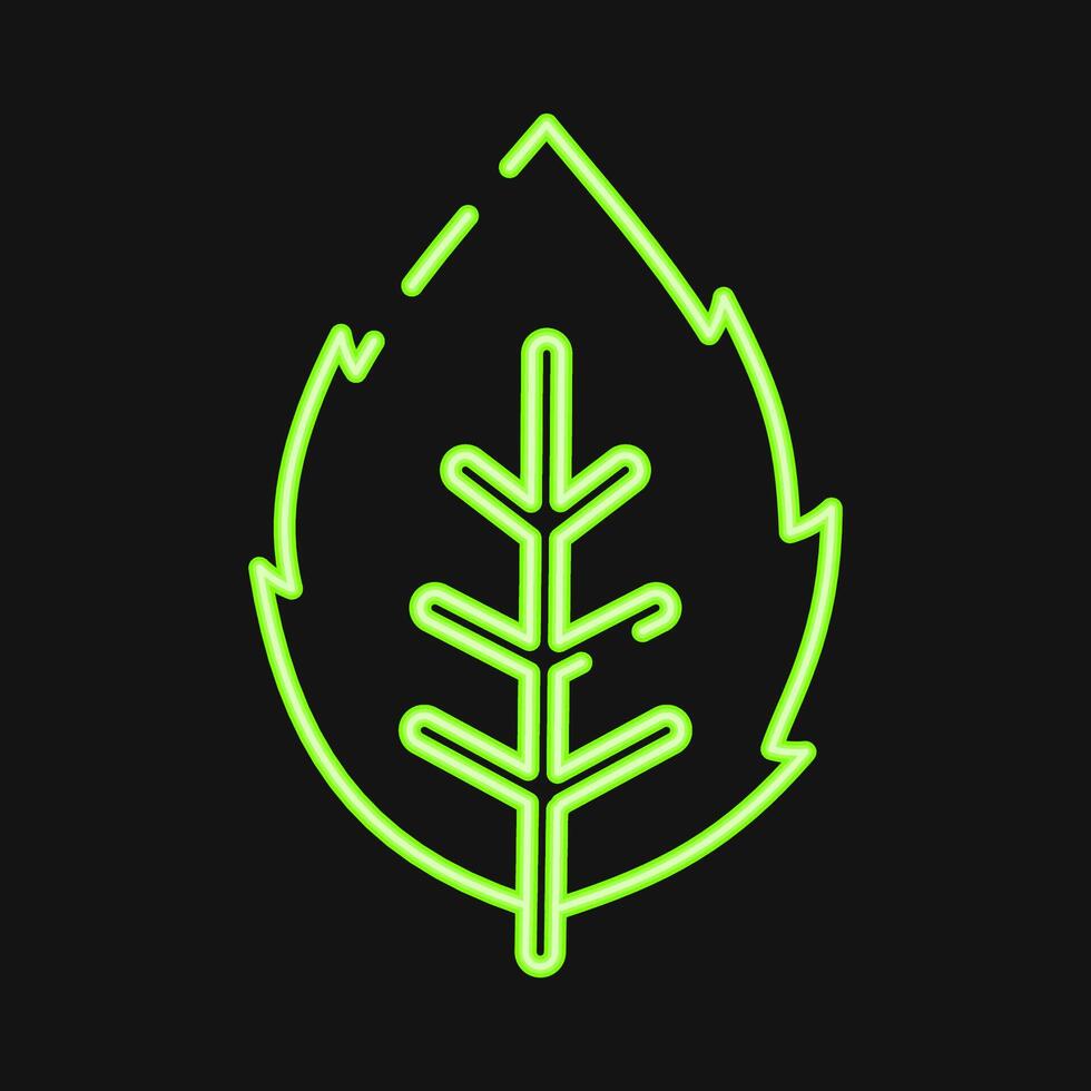 Icon mint. Plant leaves elements. Icon in neon style. vector
