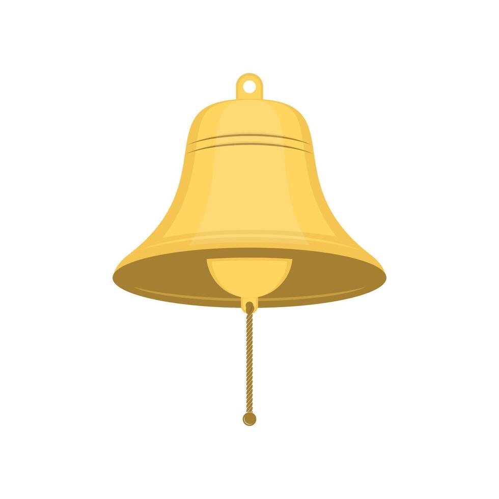 Golden metal bell with white background illustration vector