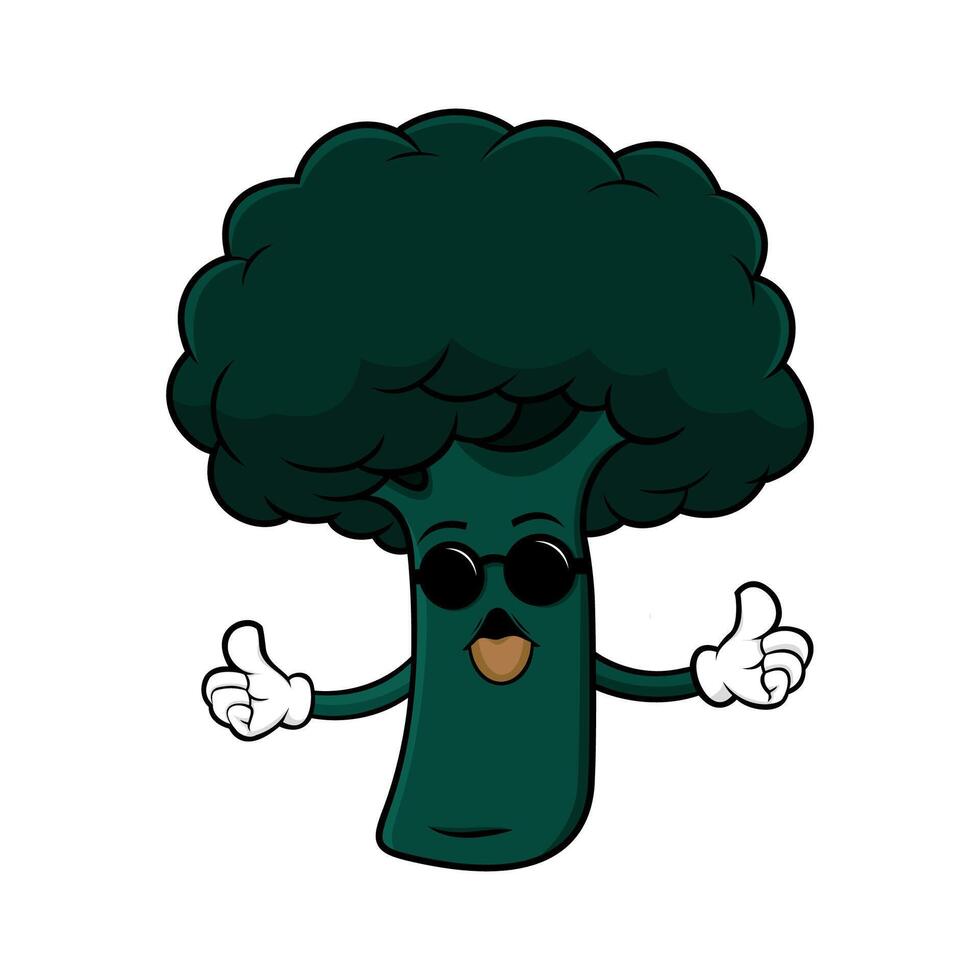 Broccoli with glasses character illustration design vector