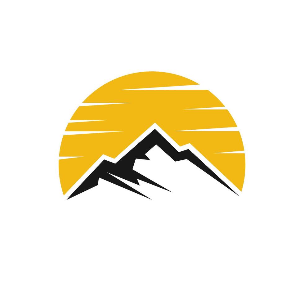 Sunset and mountains illustration design vector