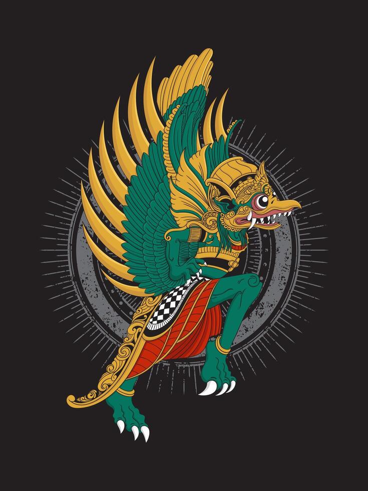 Mythology of Garuda Indonesia characters illustration vector