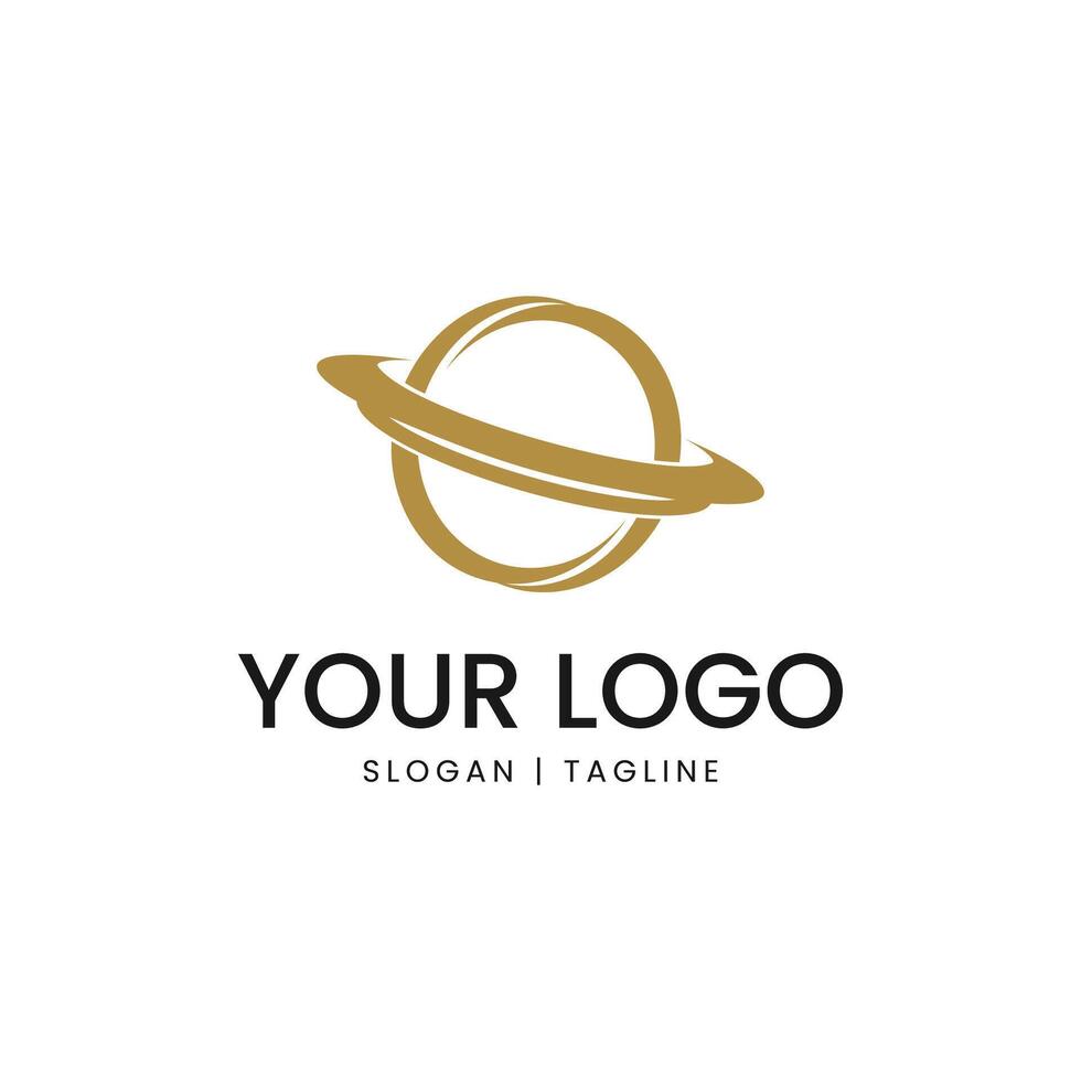 Planet saturn logo design vector