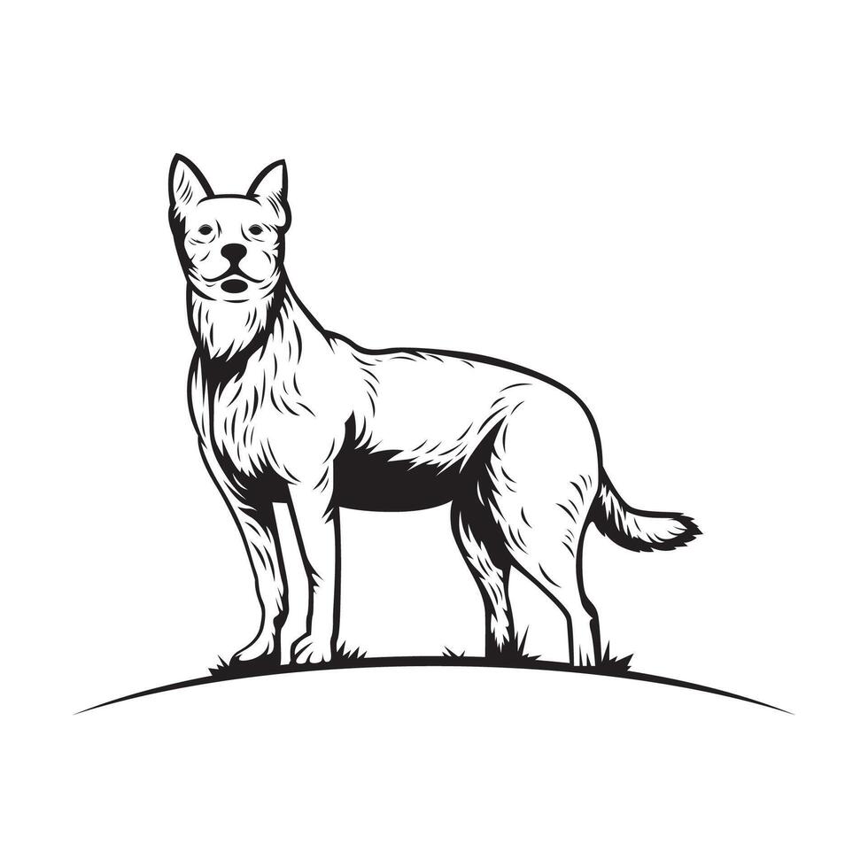 of a black dog isolated on a white background vector