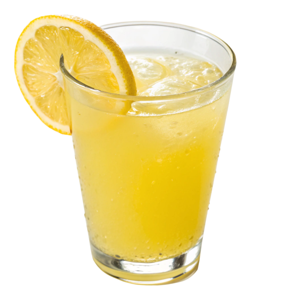 Refreshing Iced Lemon Drink in a Glass with Lemon Wedge png