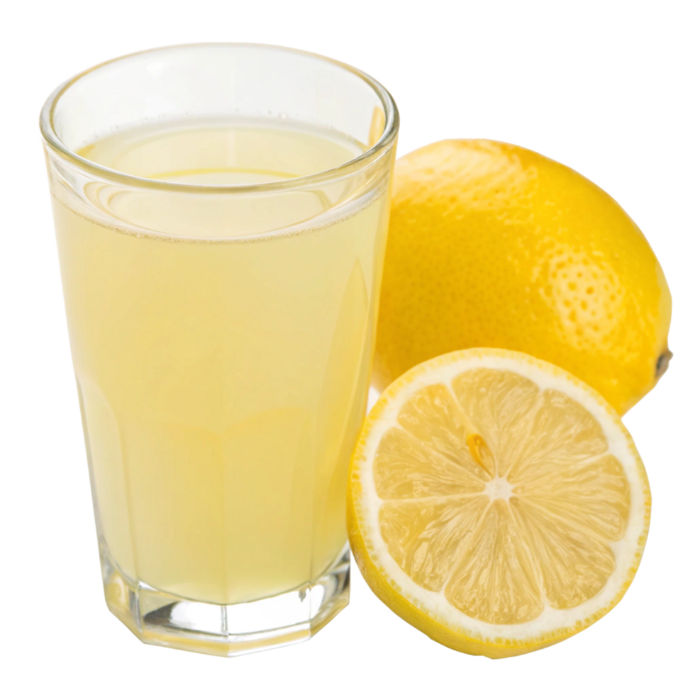 Refreshing Glass of Lemon Juice with Lemons Slices png