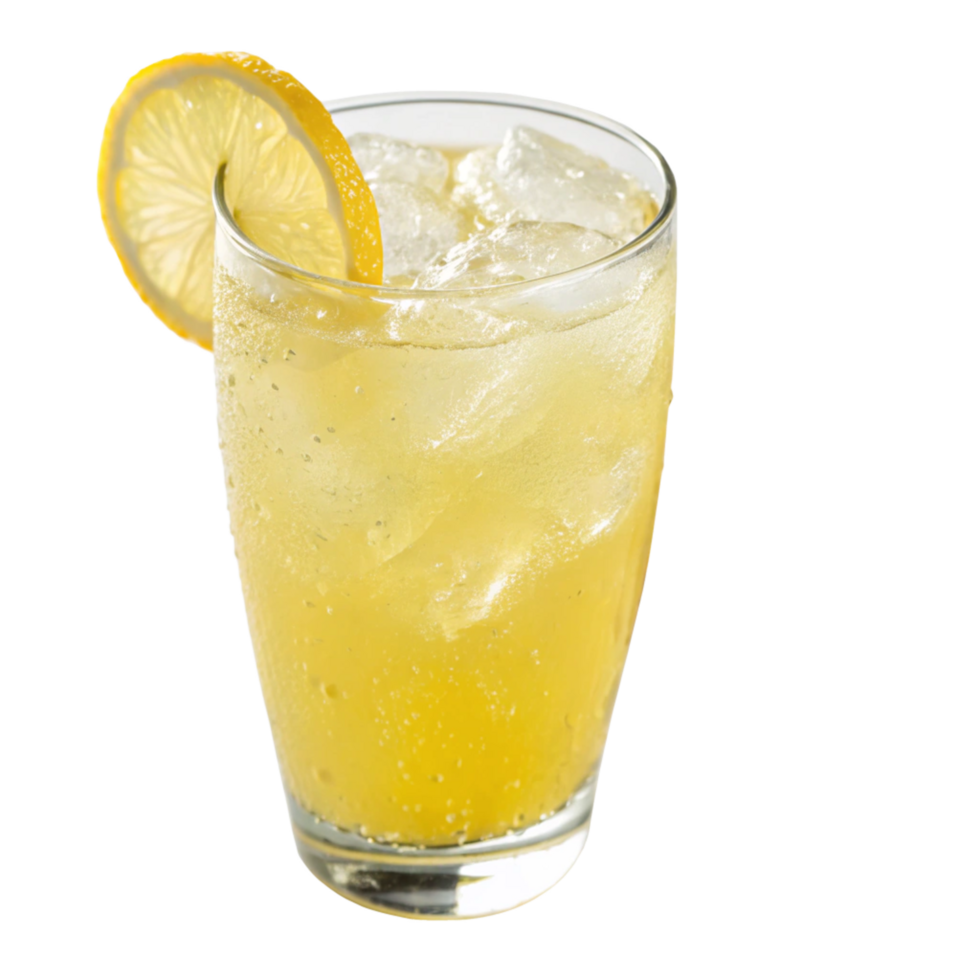 Refreshing Lemon Ice Drink in a Glass with Ice Cubes png