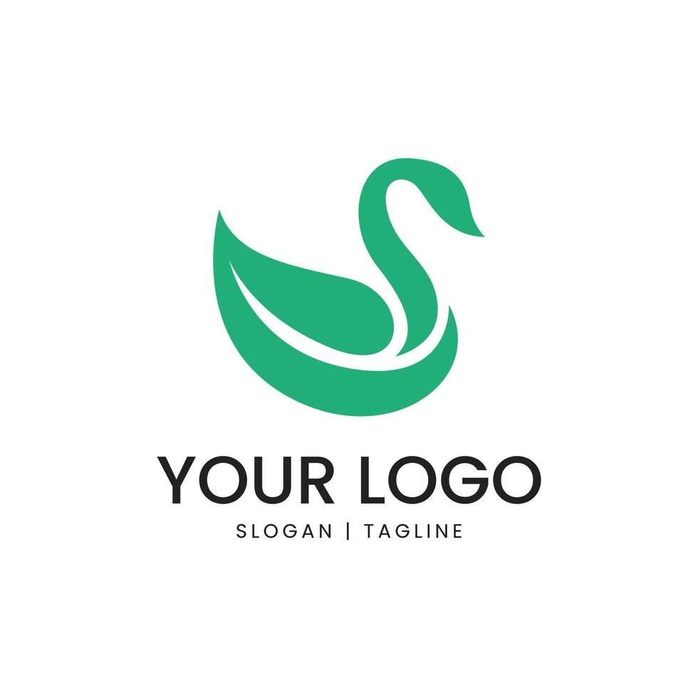 Swan and leaf logo design vector