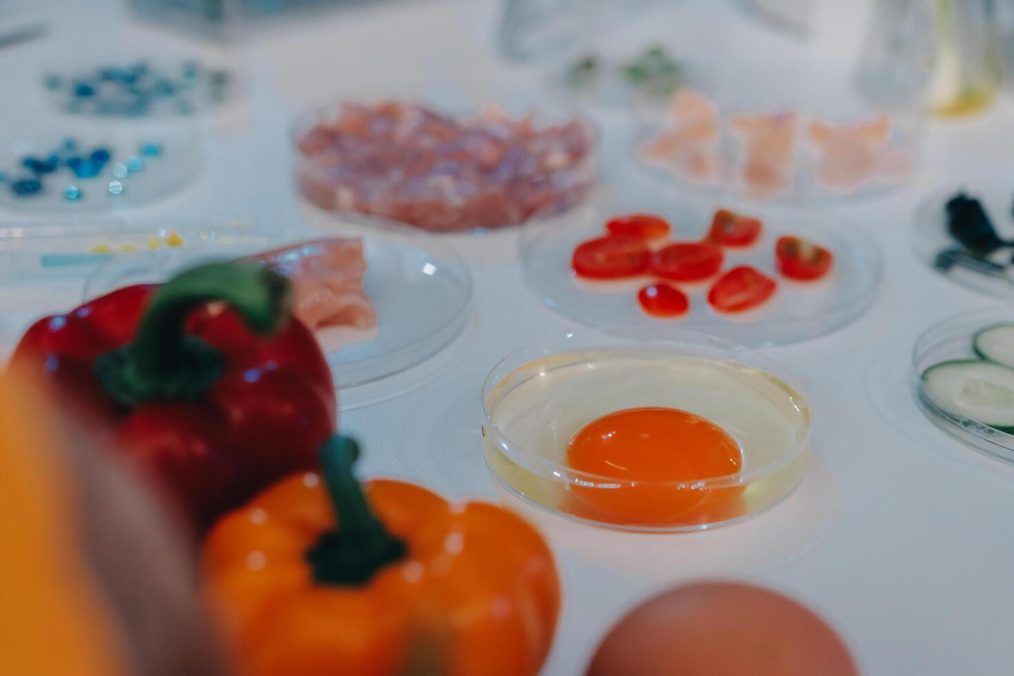 A table with various ingredients and an egg photo