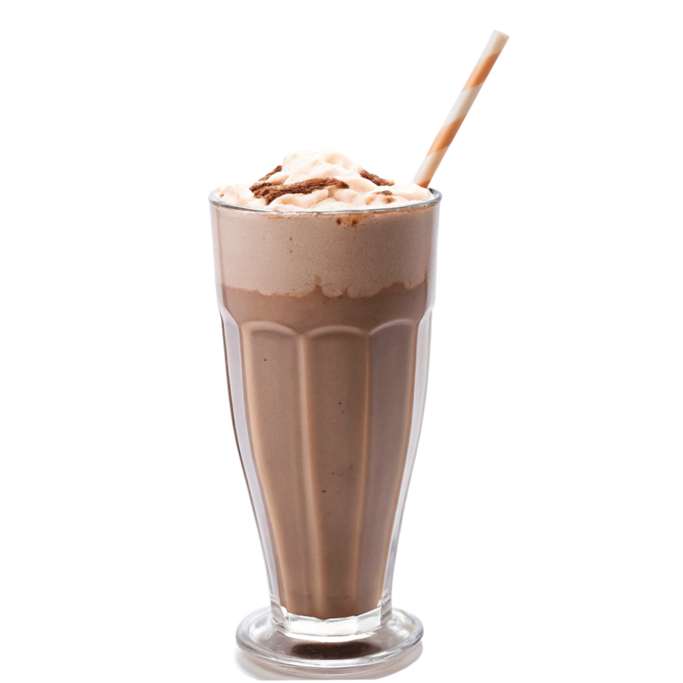Delicious Chocolate Malt Milkshake with Whipped Cream and Chocolate Sprinkles png
