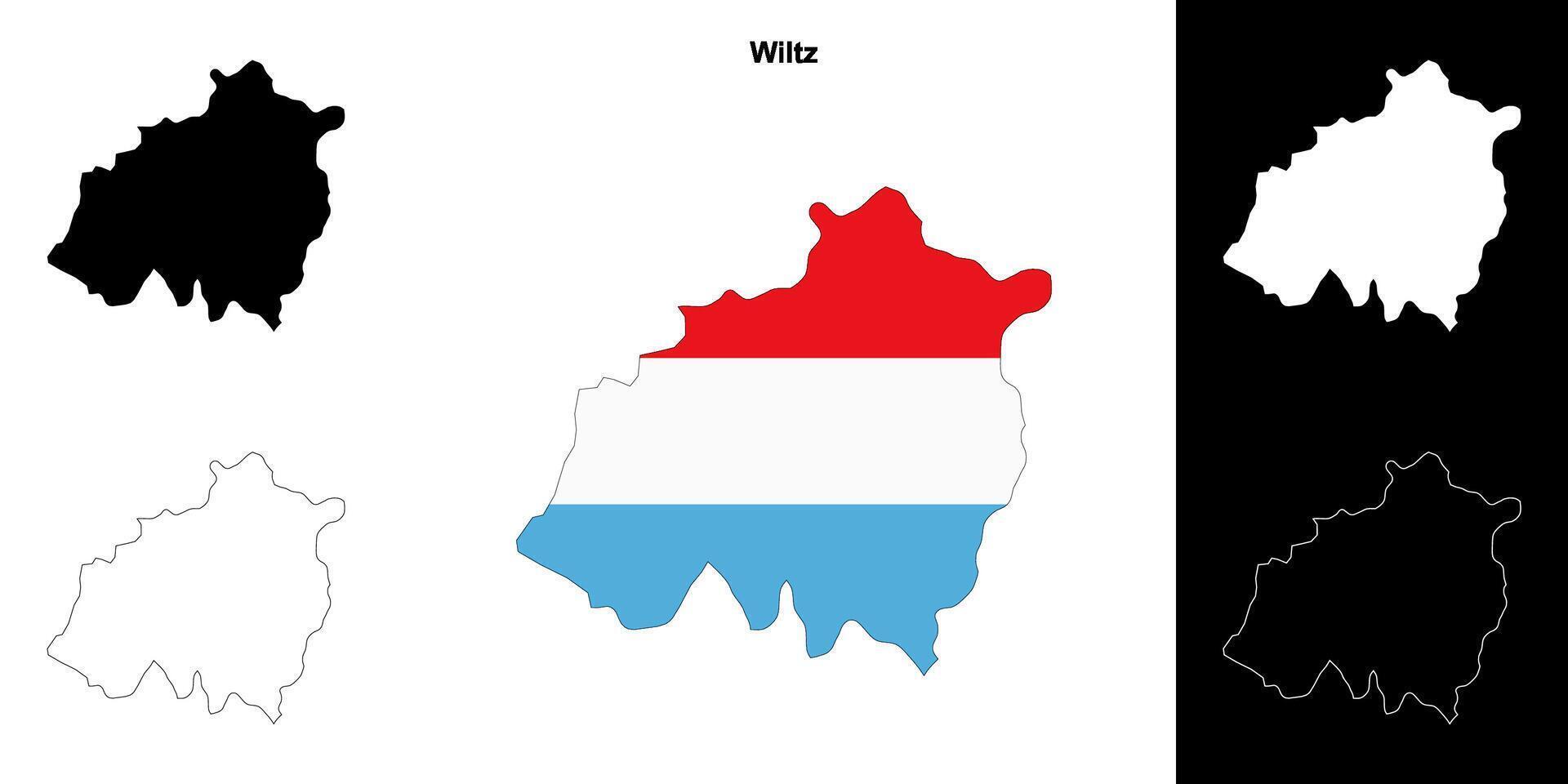 Wiltz canton outline map set vector