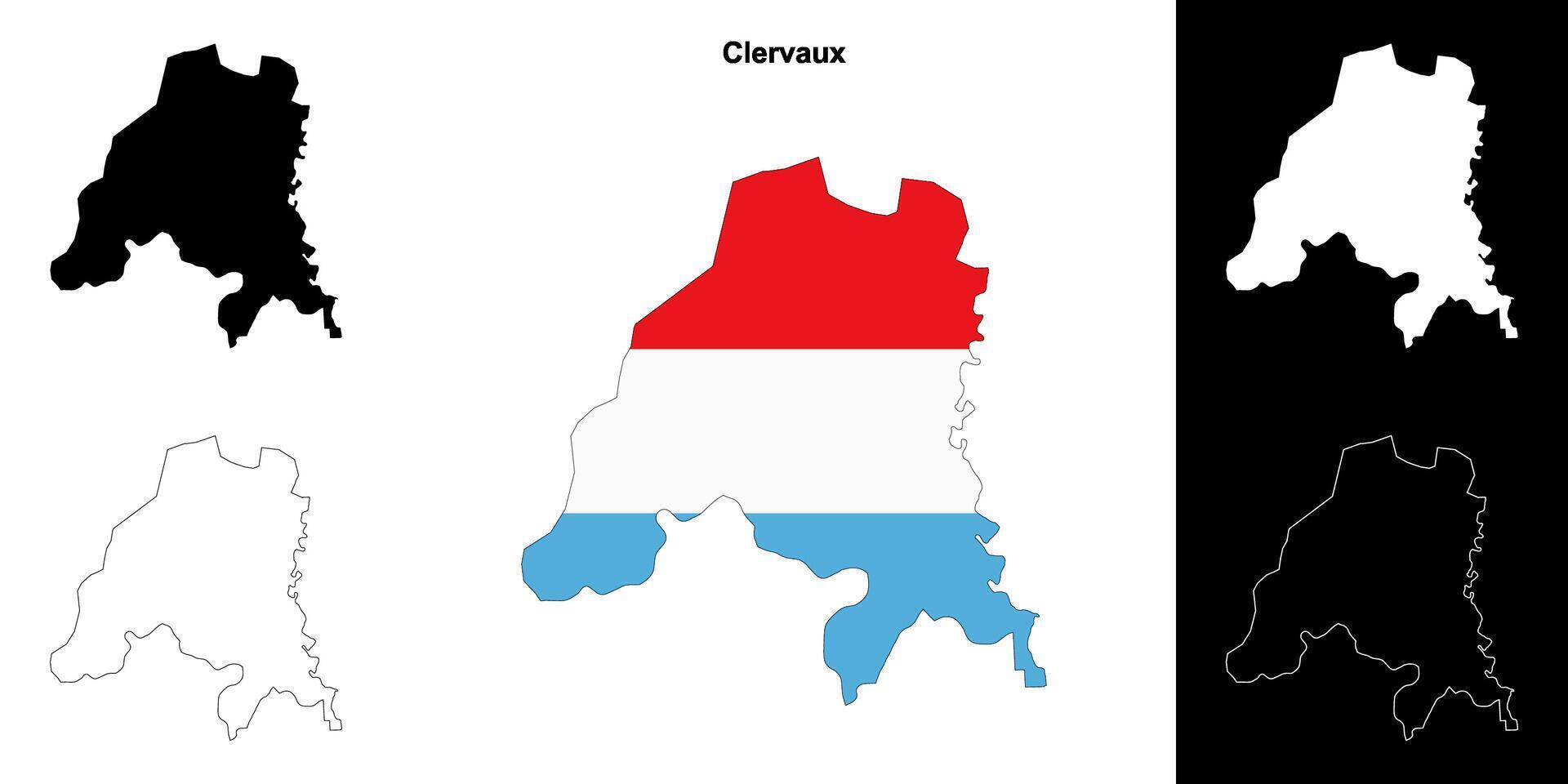 Clervaux canton outline map set vector