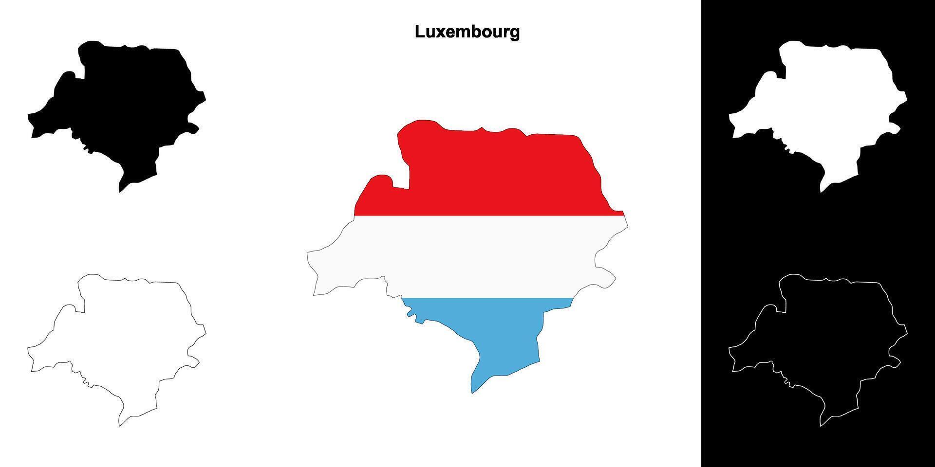 Luxembourg canton outline map set vector