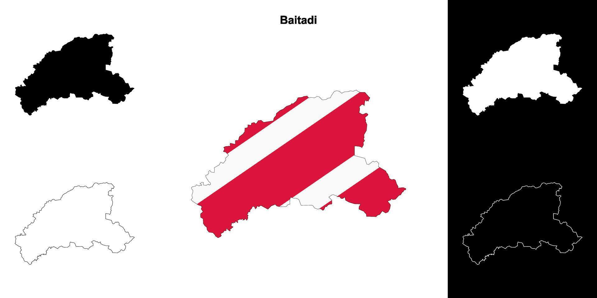 Baitadi district blank outline map set vector