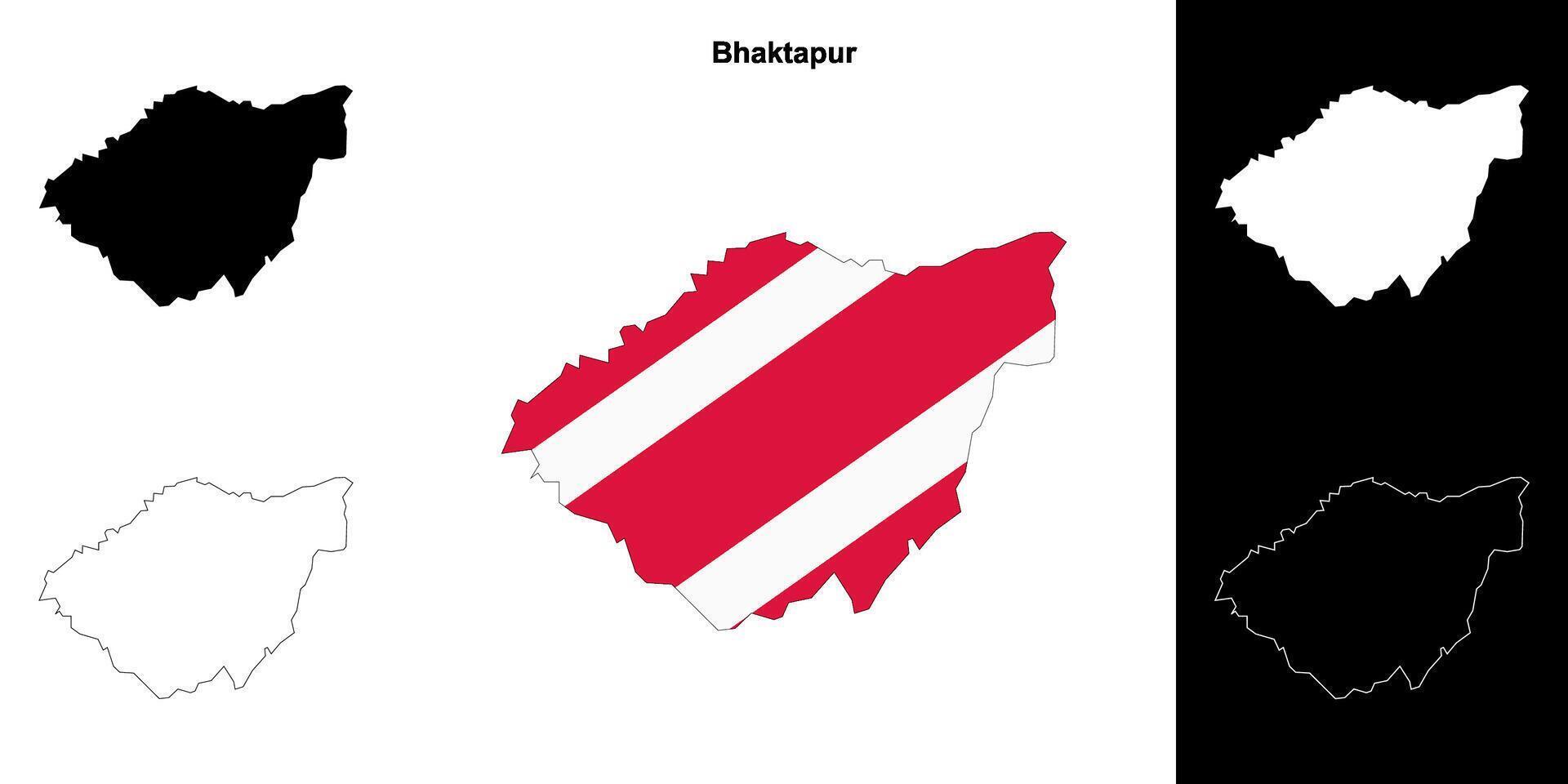Bhaktapur district blank outline map set vector