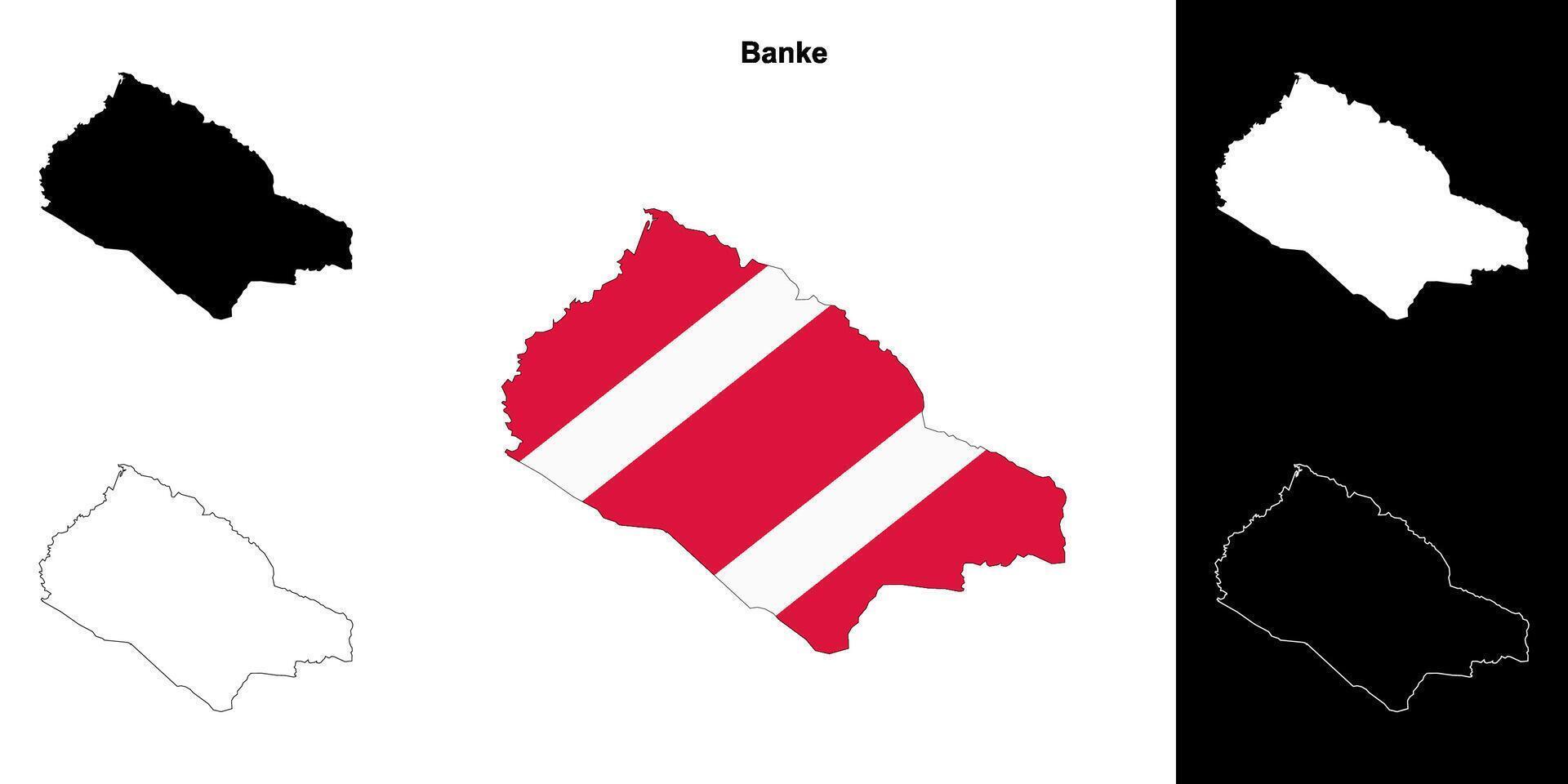 Banke district blank outline map set vector