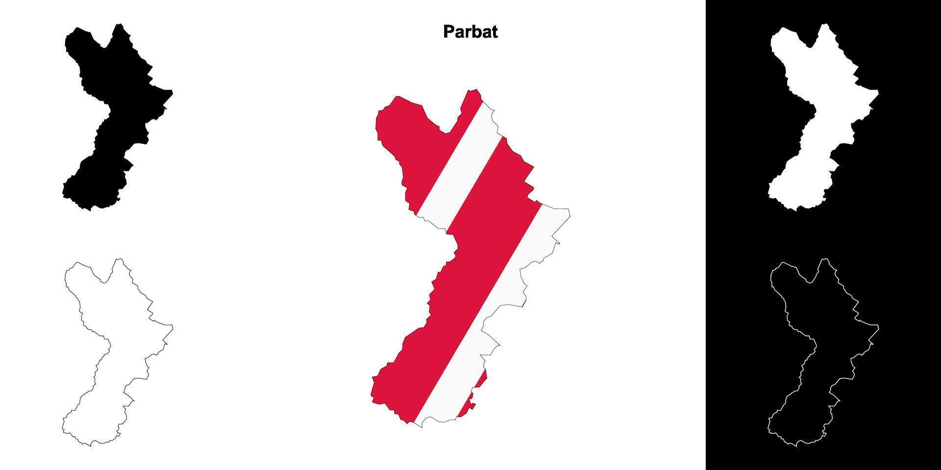 Parbat district blank outline map set vector