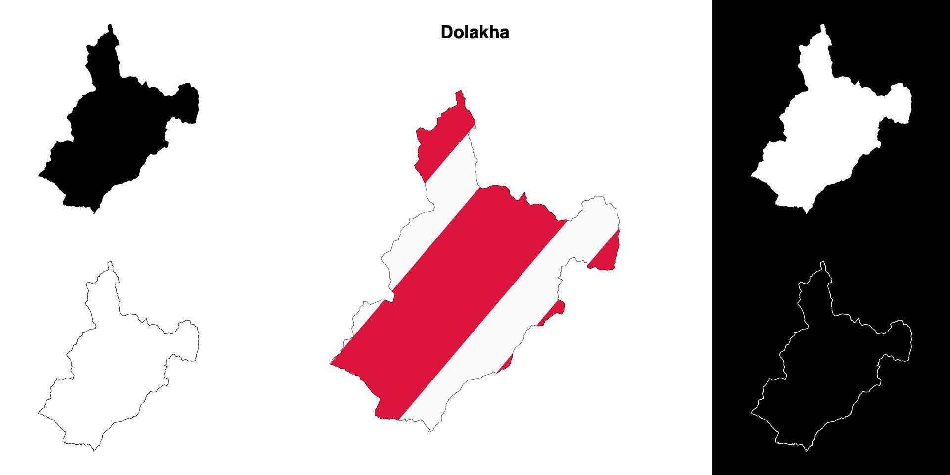 Dolakha district blank outline map set vector
