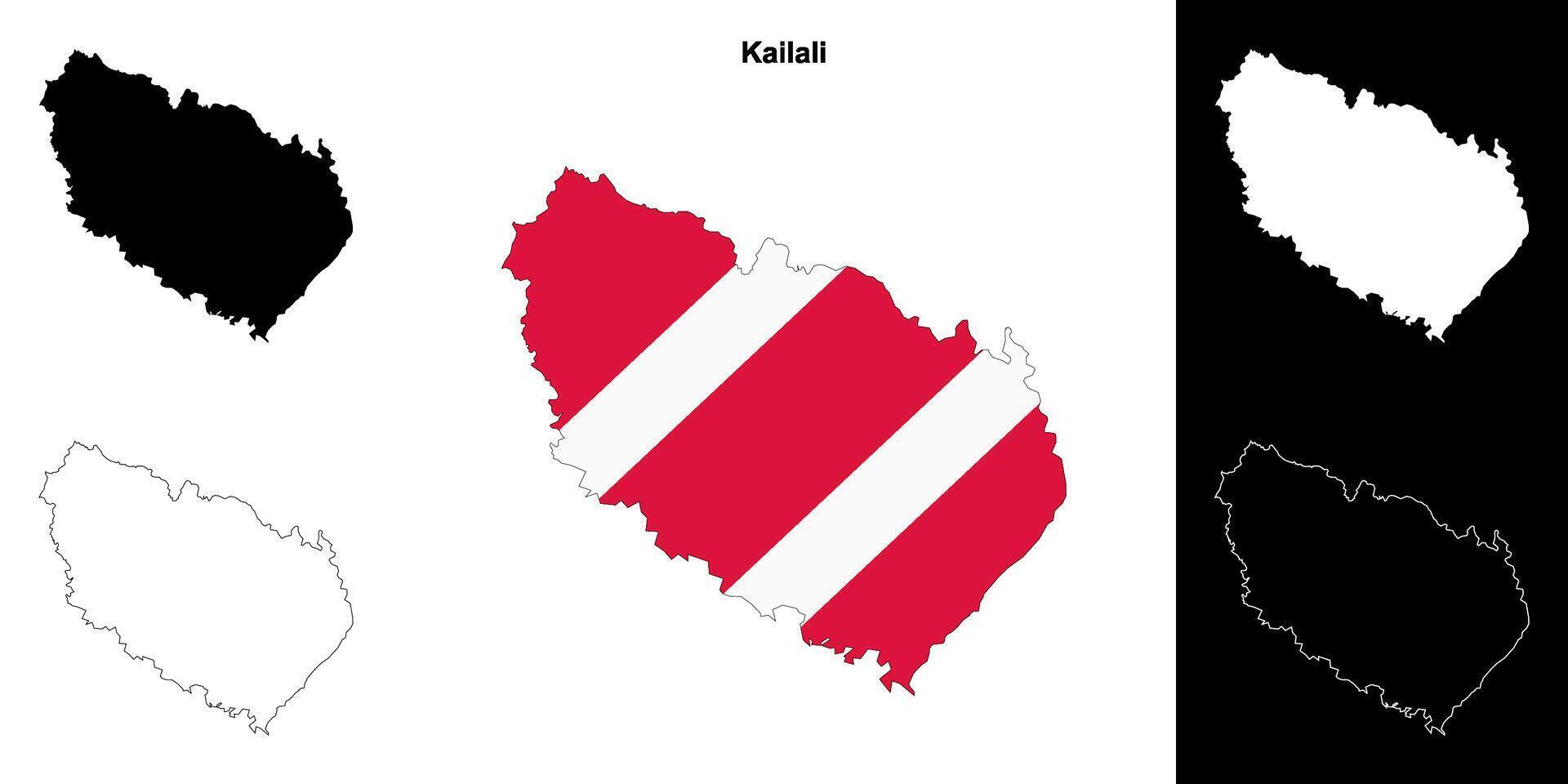 Kailali district blank outline map set vector