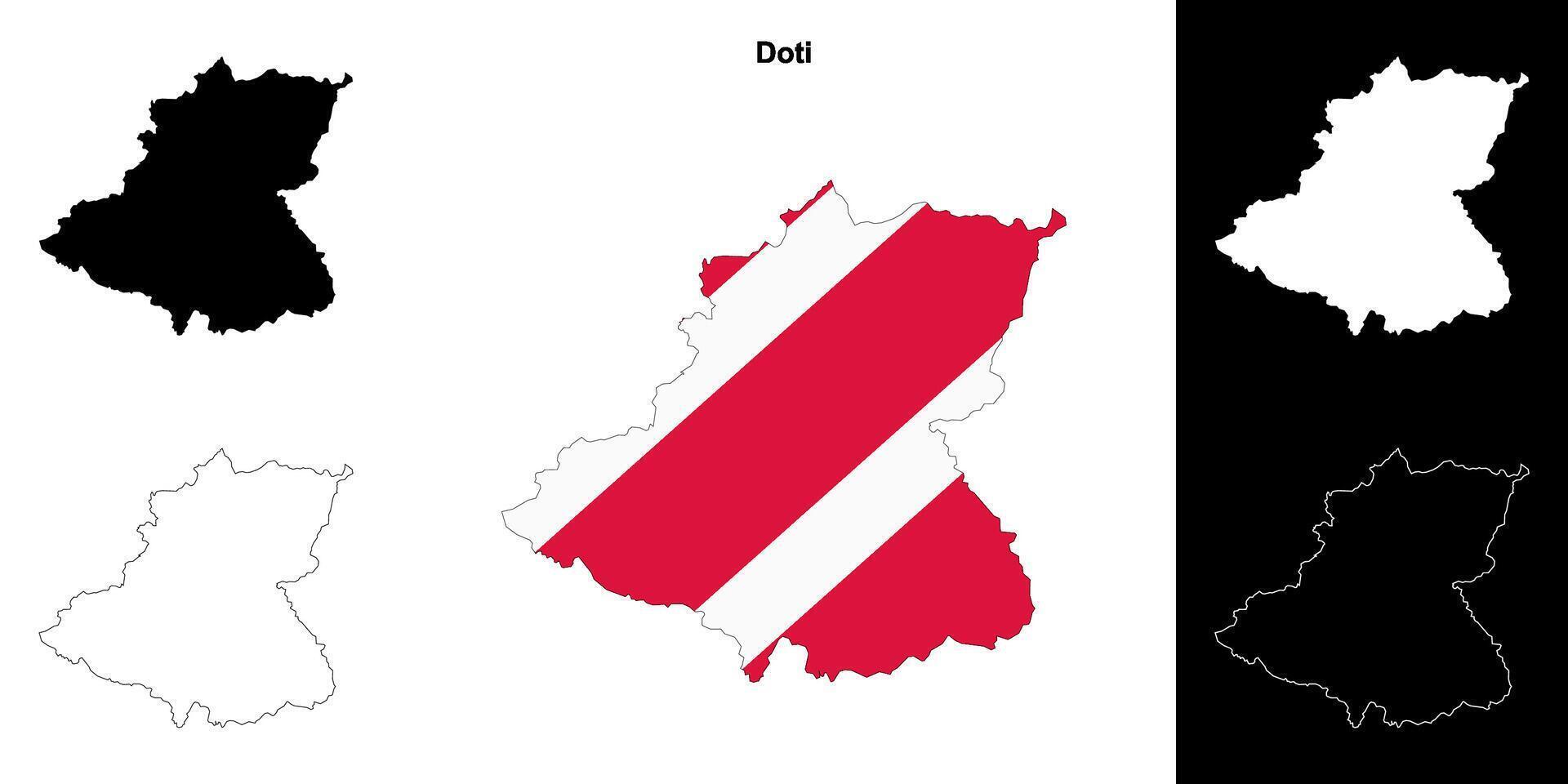 Doti district blank outline map set vector