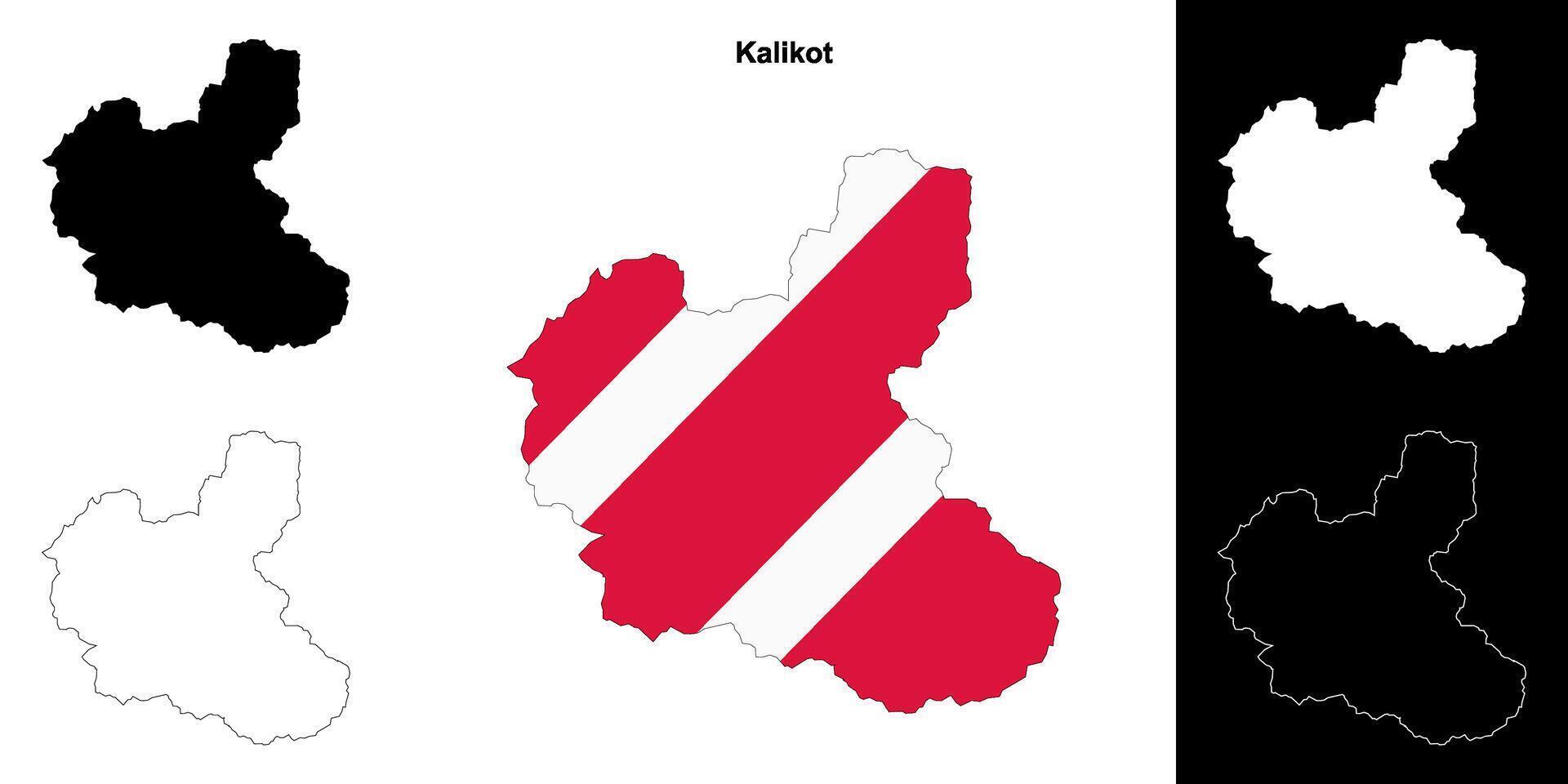 Kalikot district blank outline map set vector