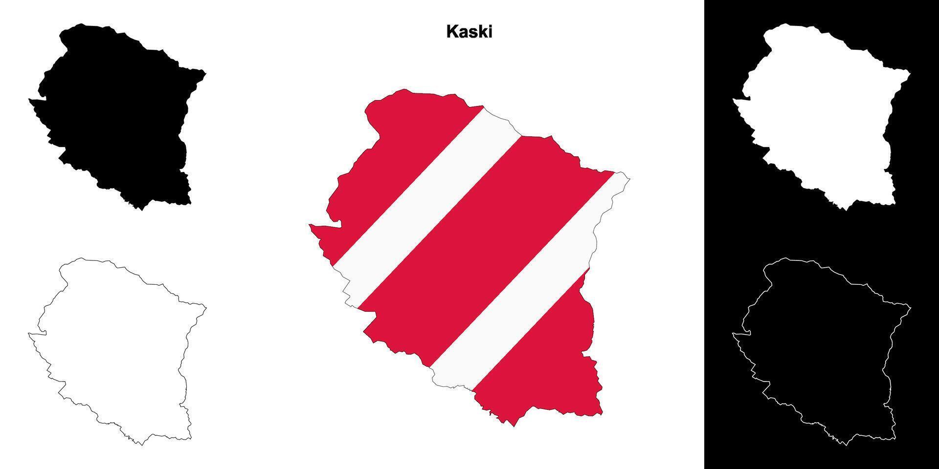 Kaski district blank outline map set vector