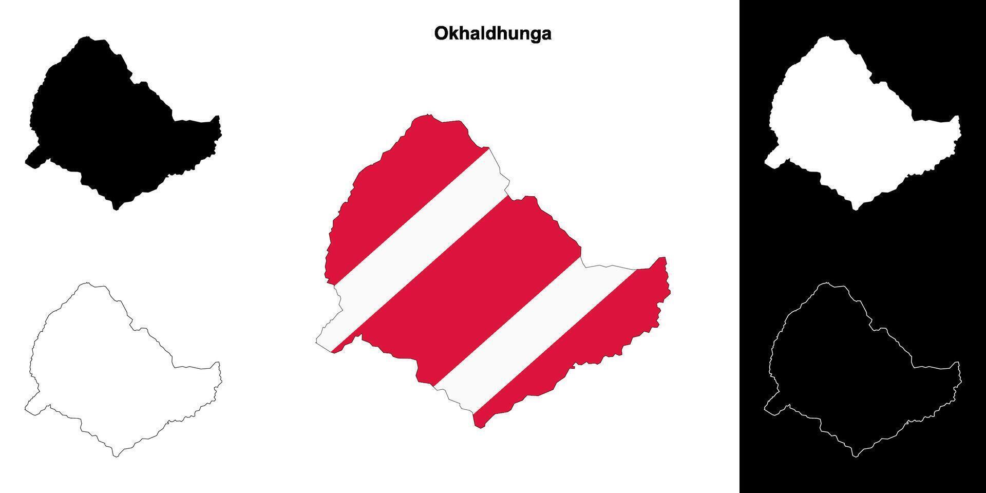 Okhaldhunga district blank outline map set vector