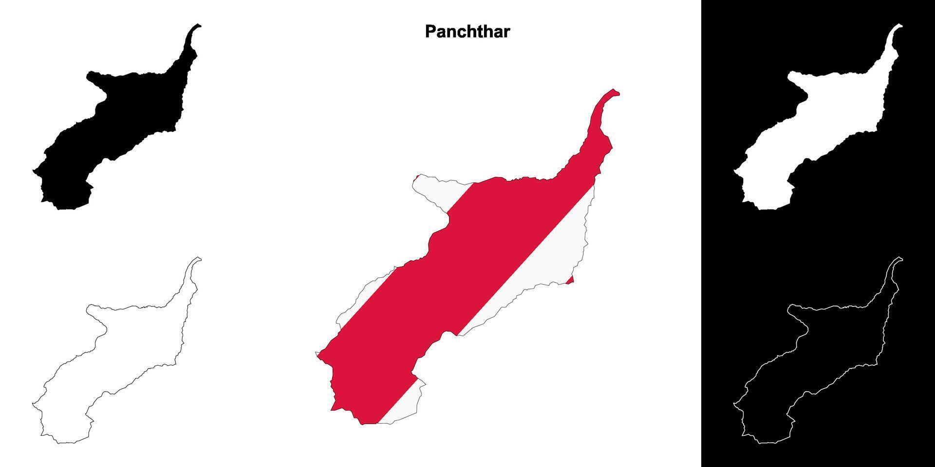 Panchthar district blank outline map set vector