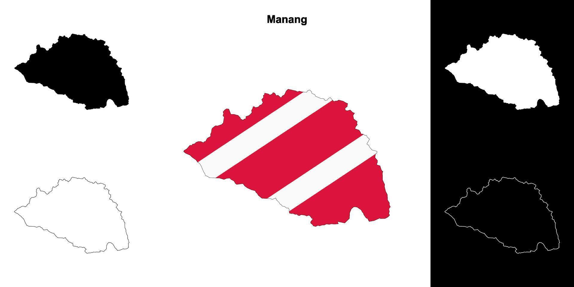 Manang district blank outline map set vector