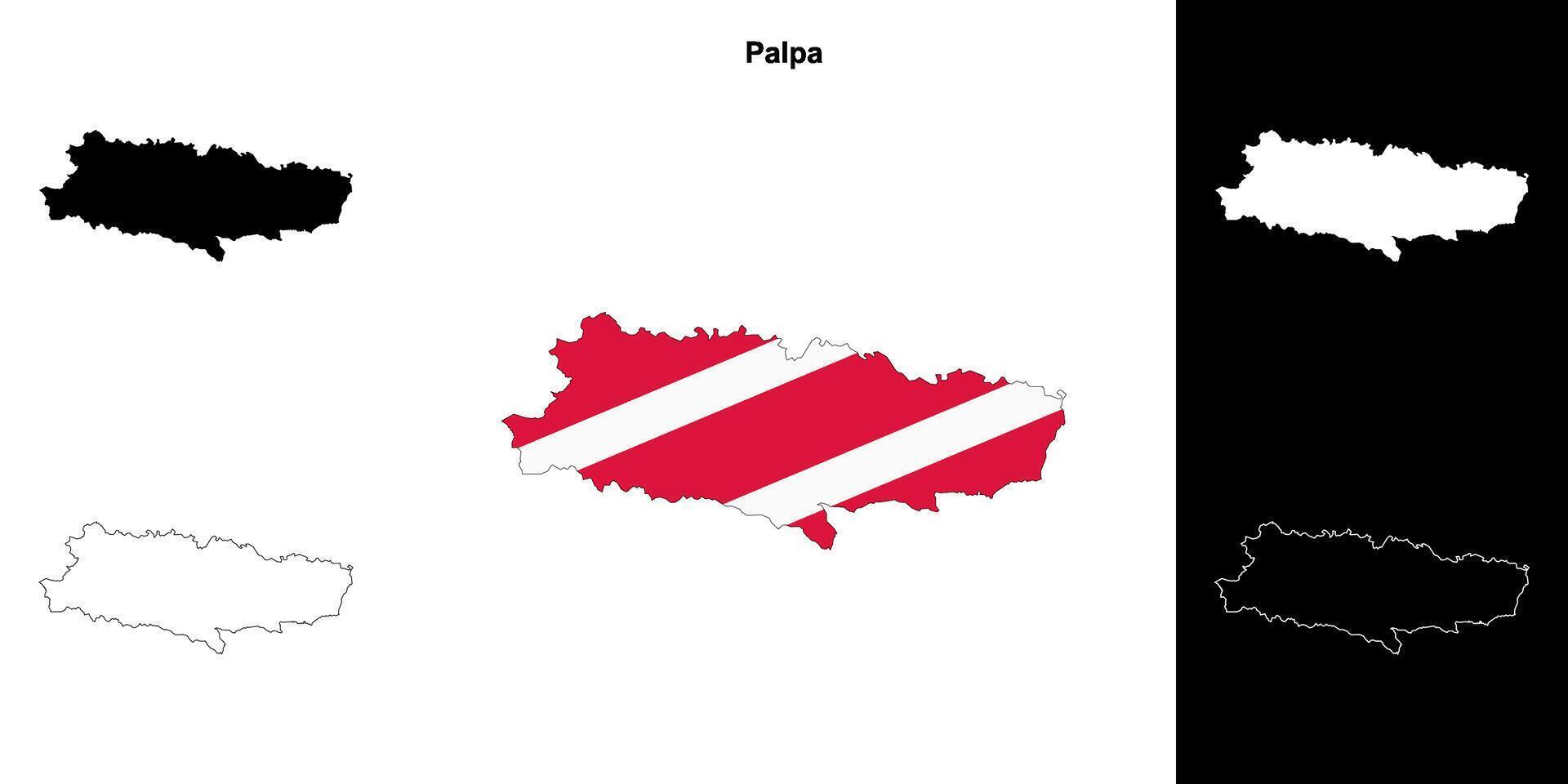 Palpa district blank outline map set vector