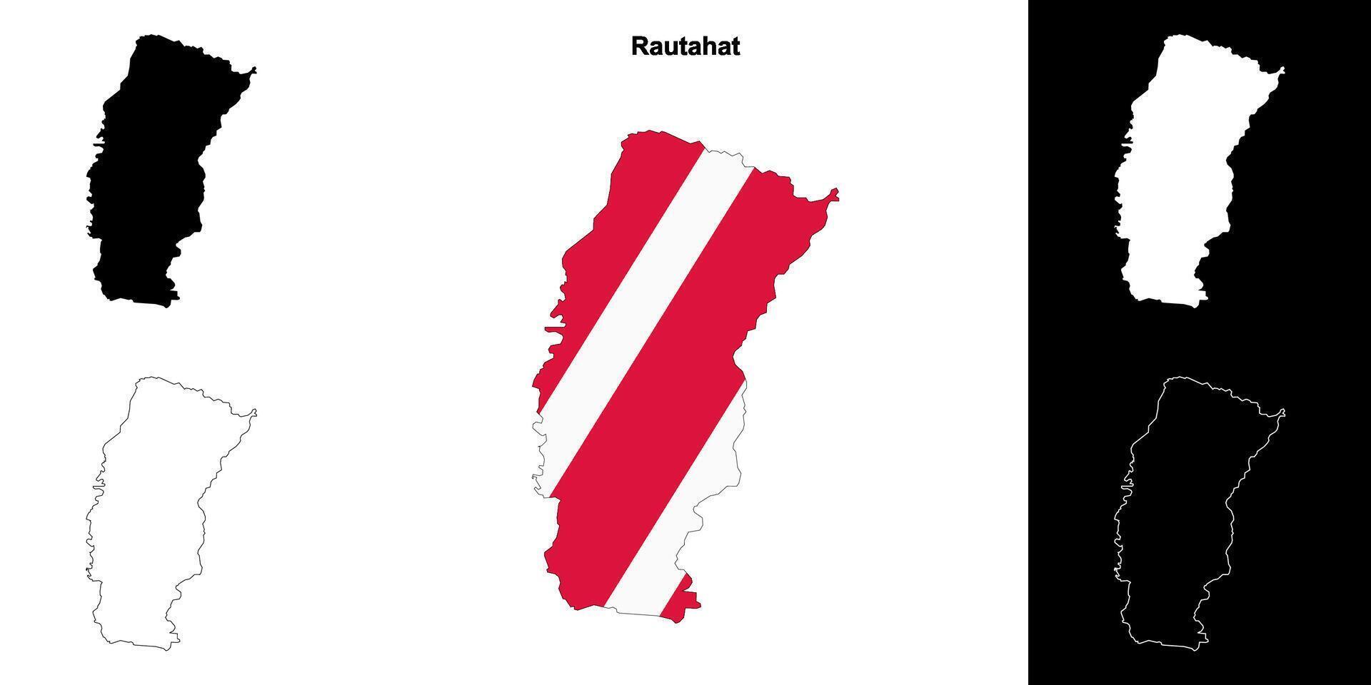 Rautahat district blank outline map set vector