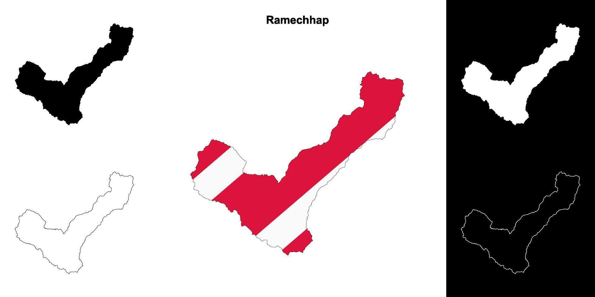 Ramechhap district blank outline map set vector