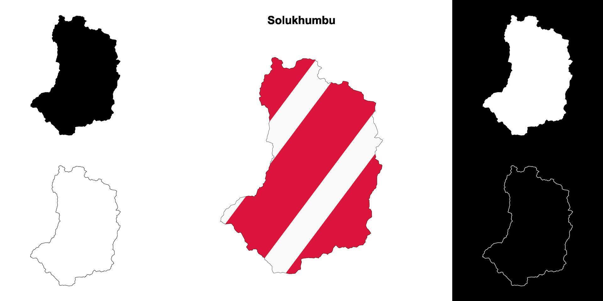 Solukhumbu district blank outline map set vector