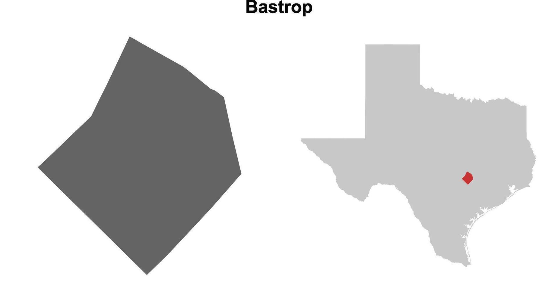 Bastrop County, Texas blank outline map set vector