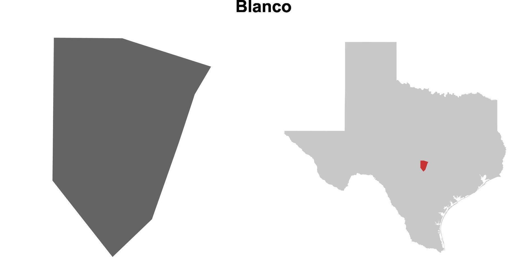 Blanco County, Texas blank outline map set vector