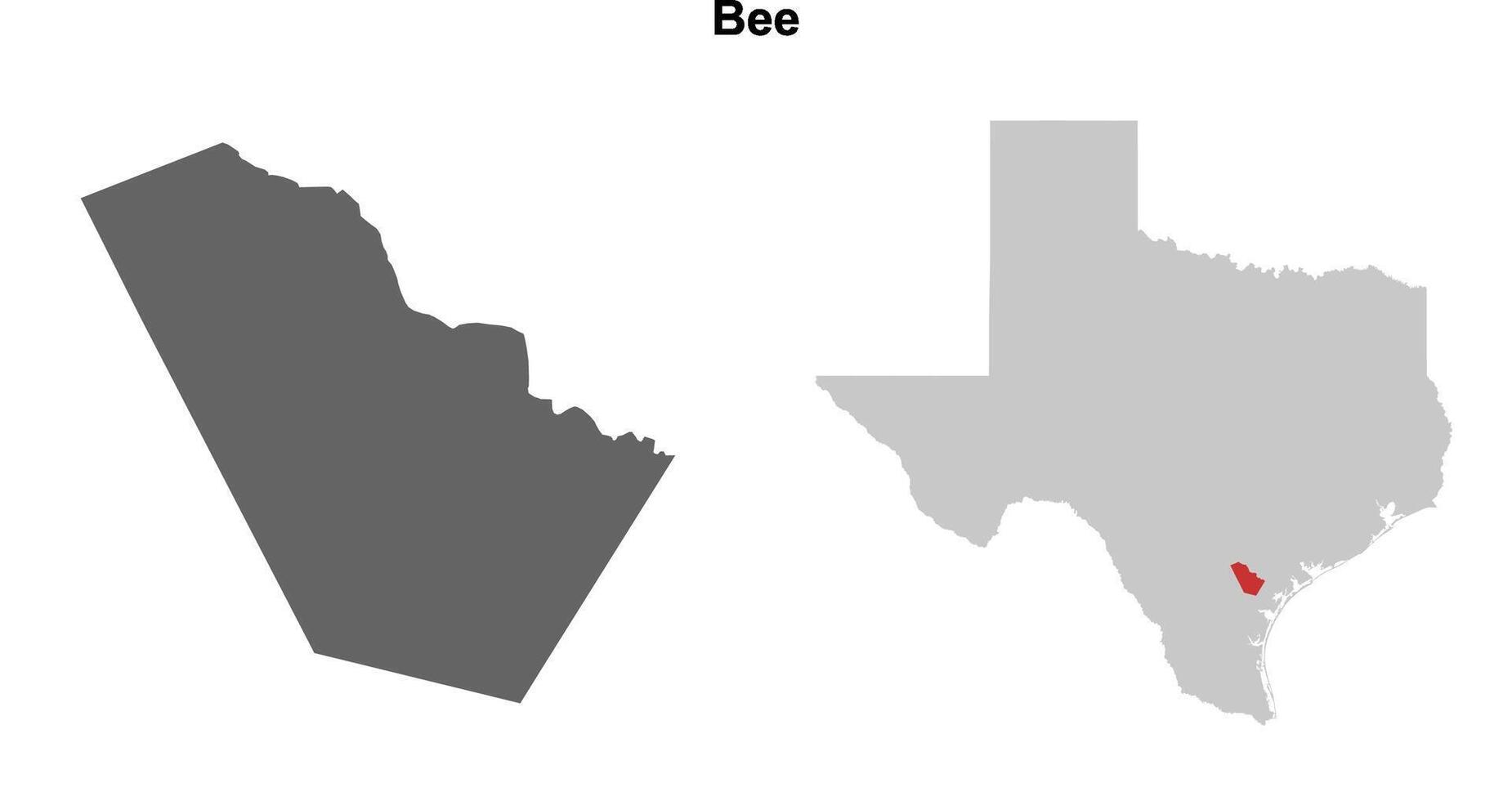Bee County, Texas blank outline map set vector