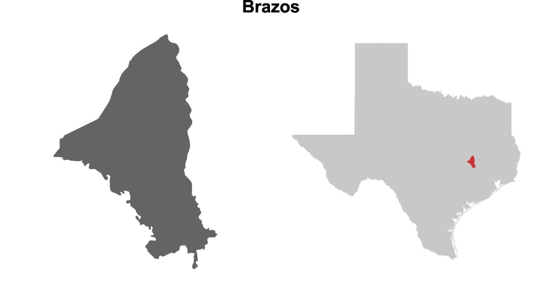 Brazos County, Texas blank outline map set vector