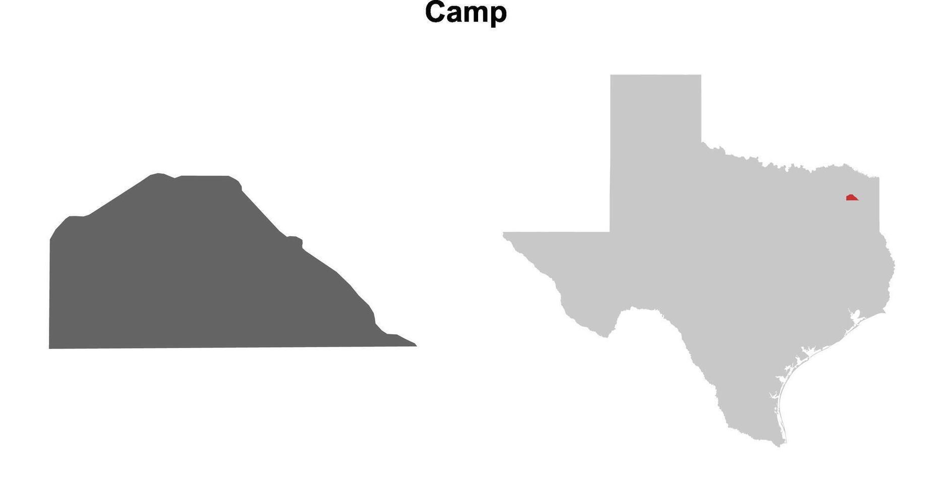 Camp County, Texas blank outline map set vector