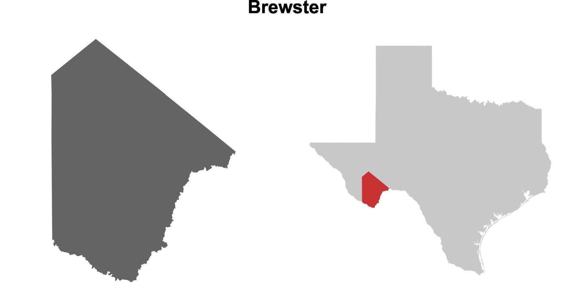 Brewster County, Texas blank outline map set vector