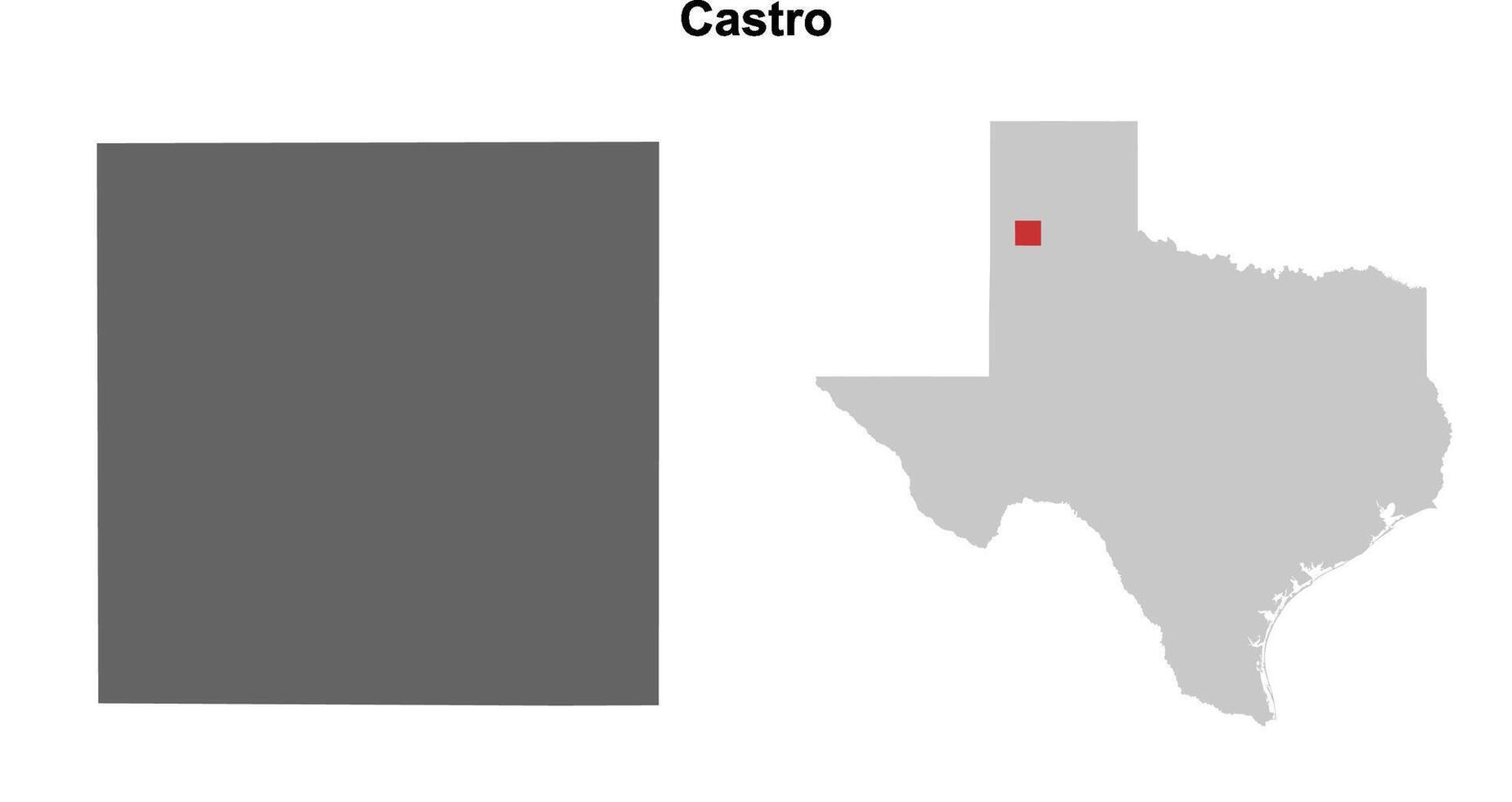 Castro County, Texas blank outline map set vector