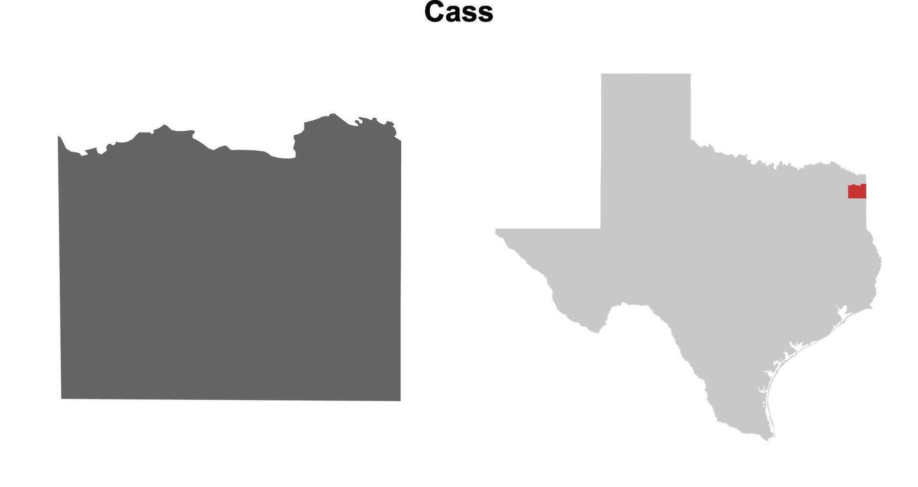 Cass County, Texas blank outline map set vector
