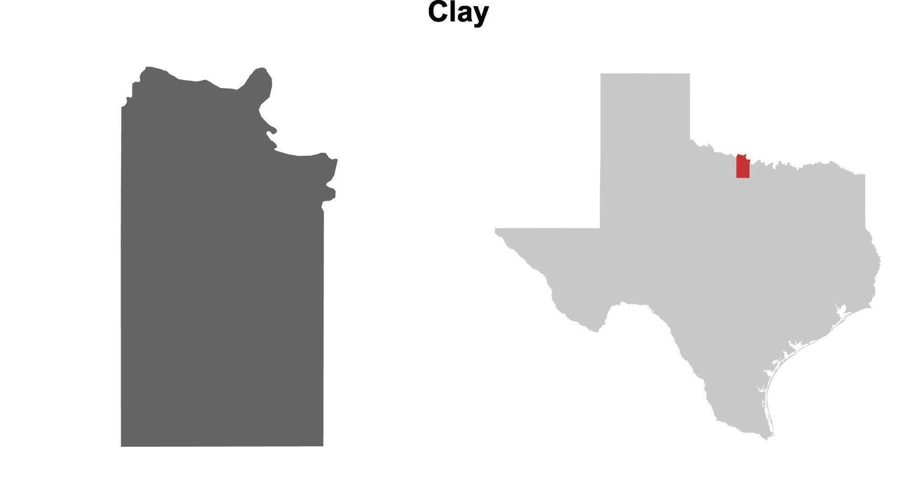 Clay County, Texas blank outline map set vector
