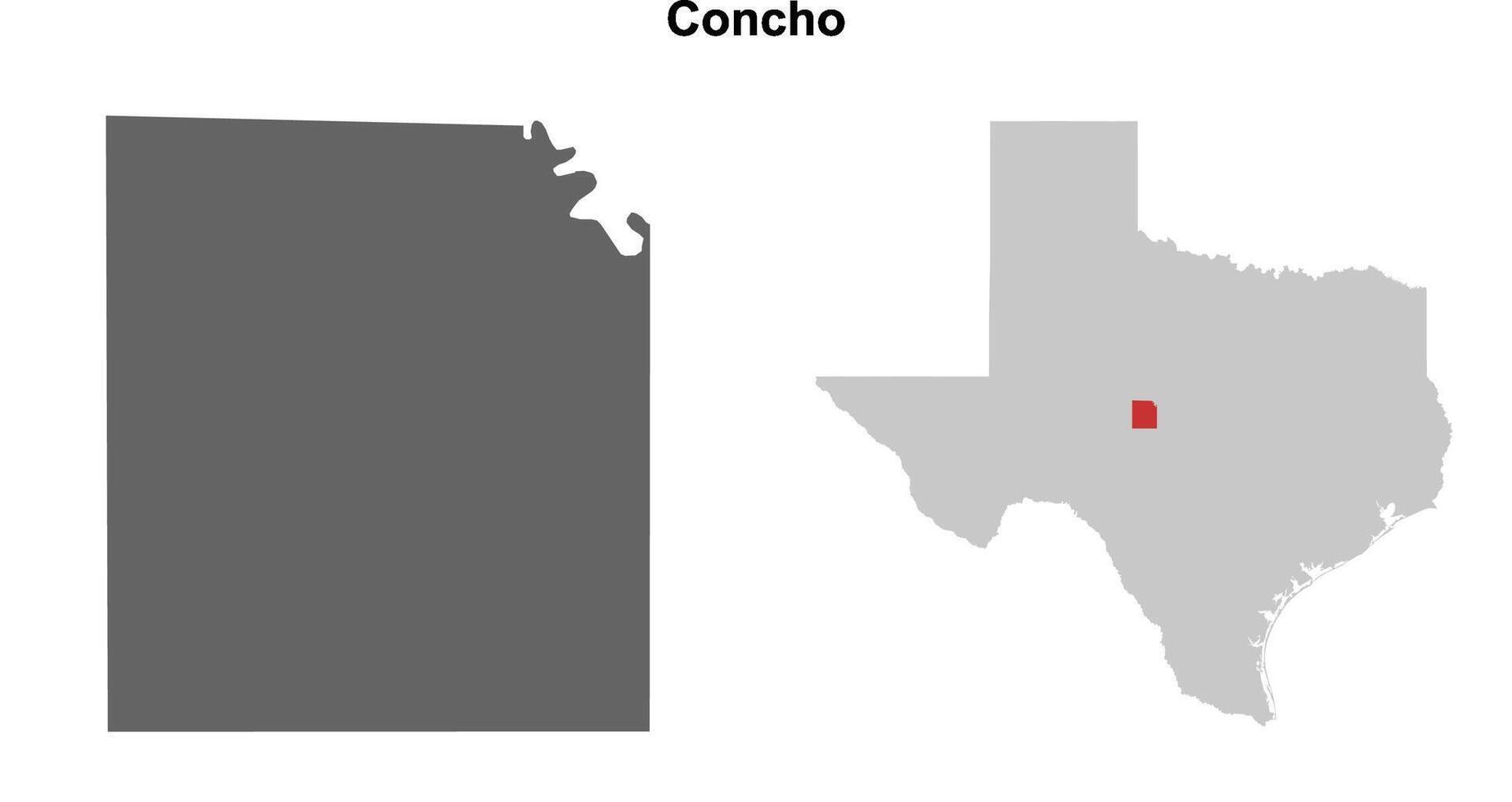 Concho County, Texas blank outline map set vector