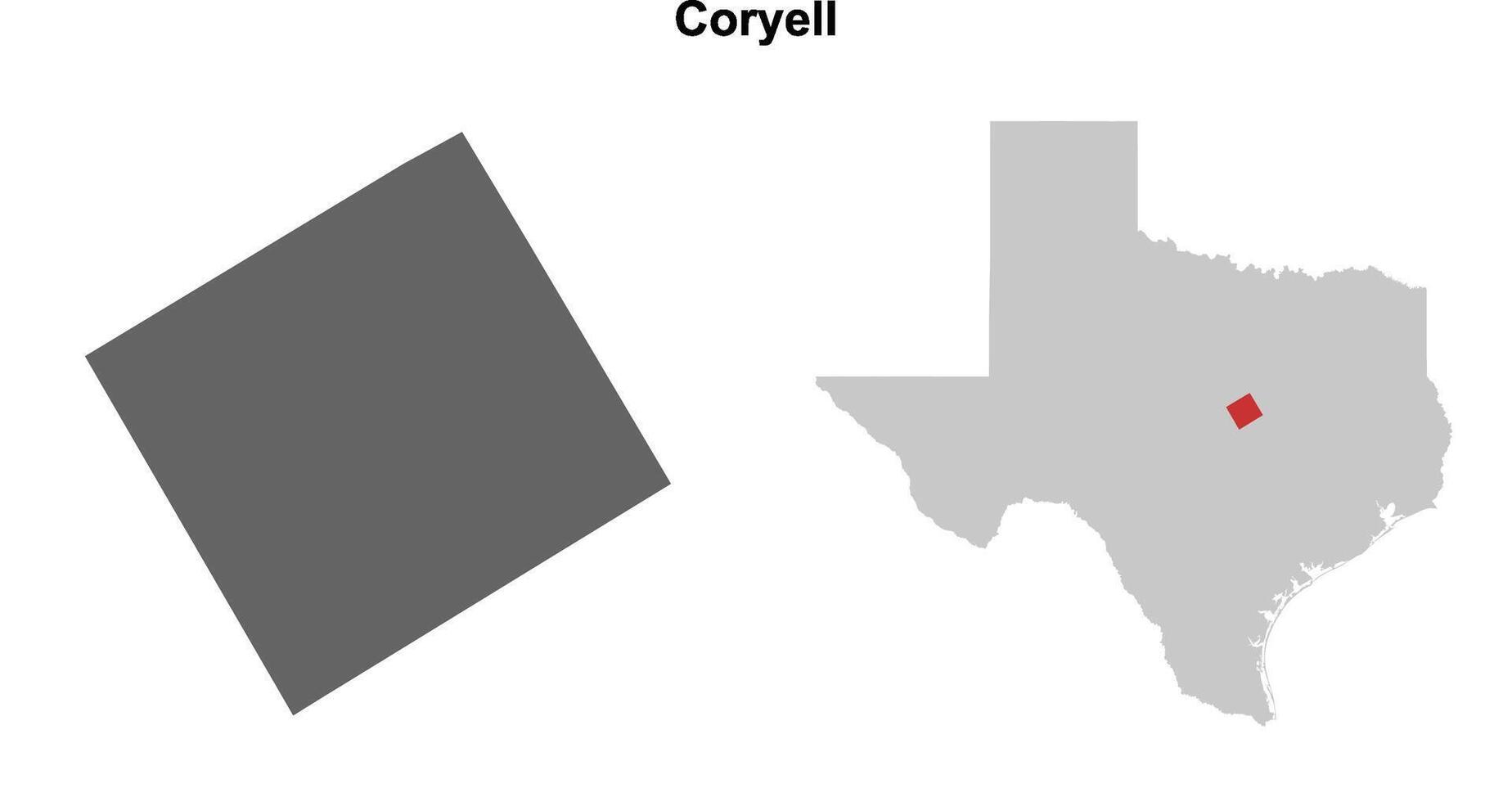 Coryell County, Texas blank outline map set vector
