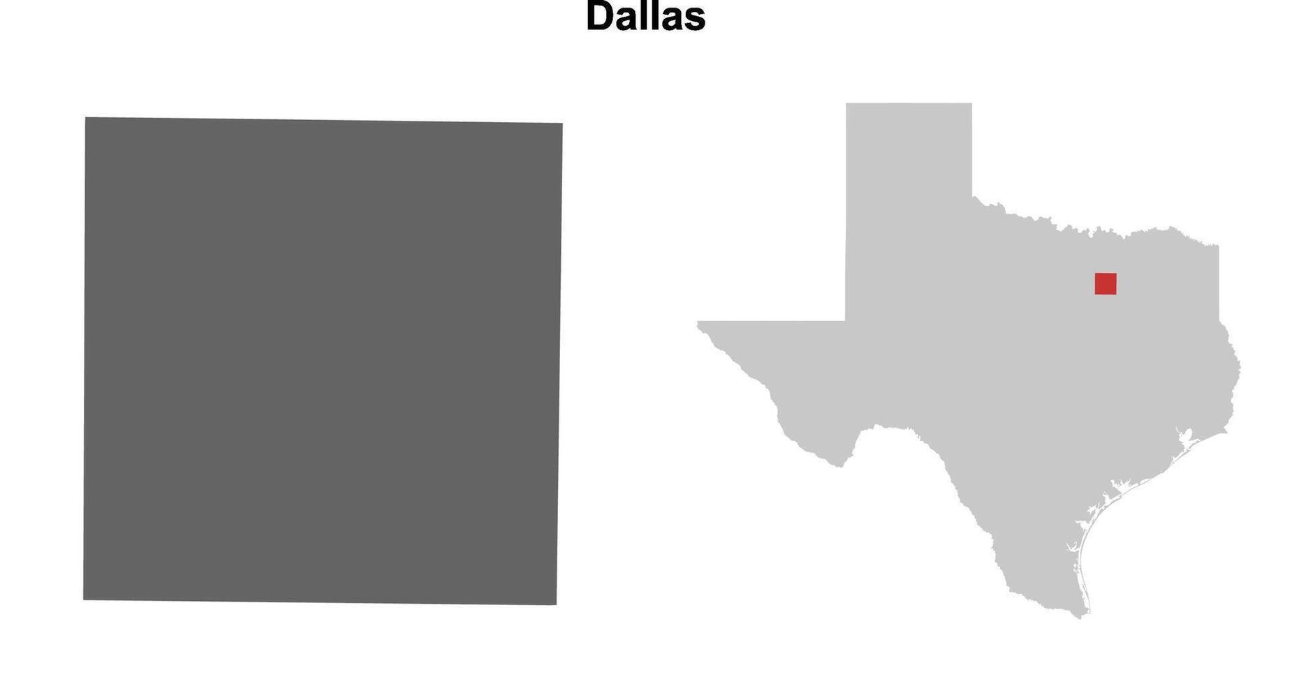 Dallas County, Texas blank outline map set vector