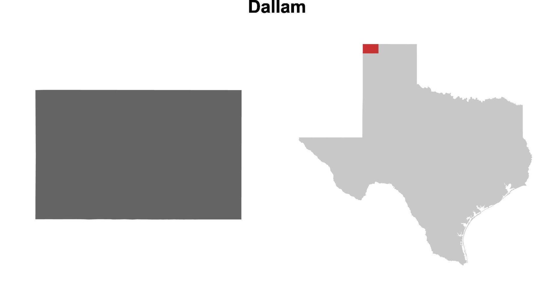 Dallam County, Texas blank outline map set vector
