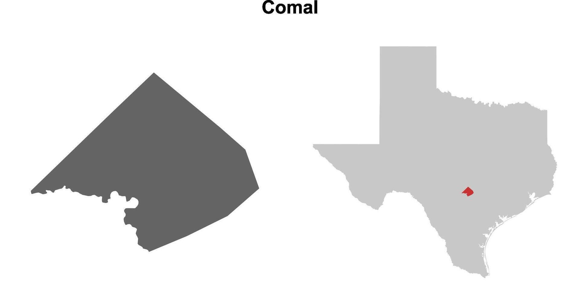 Comal County, Texas blank outline map set vector