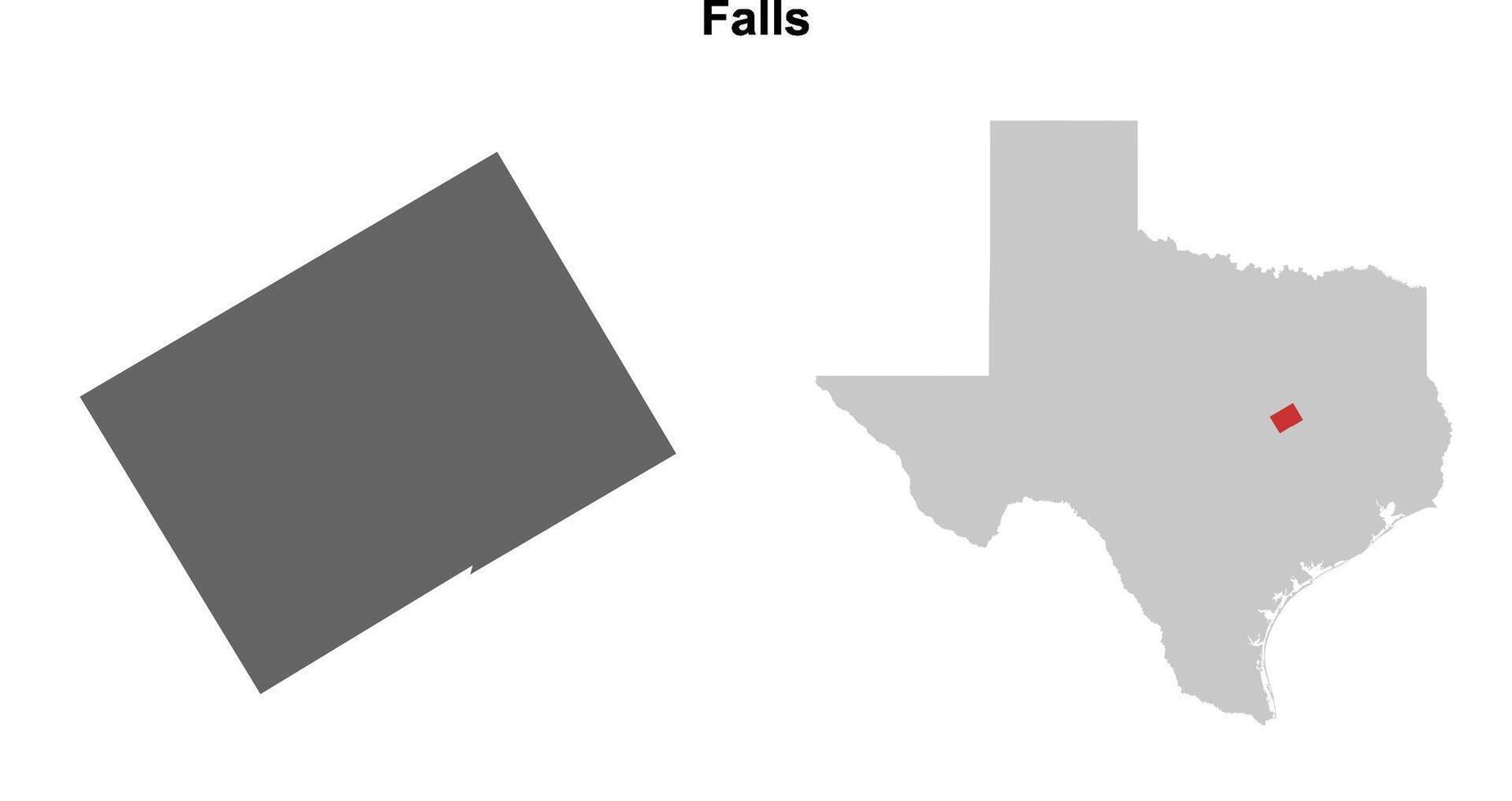 Falls County, Texas blank outline map set vector