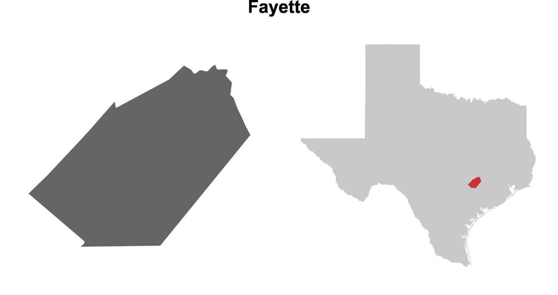Fayette County, Texas blank outline map set vector
