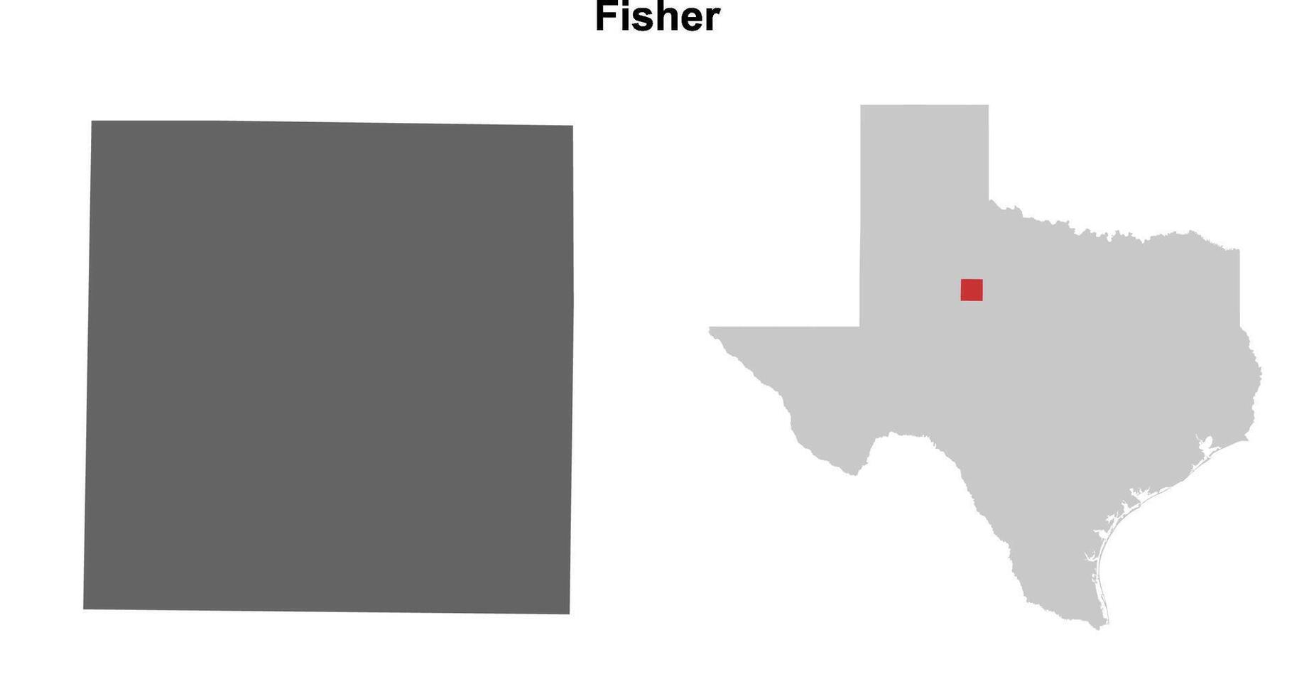 Fisher County, Texas blank outline map set vector